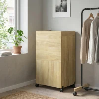 HOMCOM Mobile Asse da Stiro Pieghevole con Porta Ferro e Indumenti con Vano Aperto,154x55x87 cm, Legno Naturale(m-4)