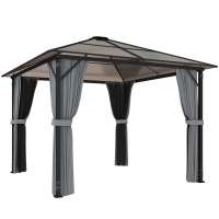 Outsunny Pavilion exterior 3x3 m cu acoperiș rigid, gri închis