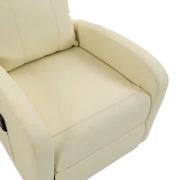 HOMCOM Recliner Armchair, Massage Faux Leather Push Back Reclining Chair with Adjustable Leg Rest, Side Pocket, Cream White(m-11)