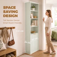 HOMCOM Bookcase Adjustable Shelf Bookshelf Anti-Tip Hardware 6-Tier, Light Green(m-5)