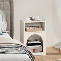 HOMCOM Table de chevet, table de nuit avec compartiments ouverts, design arqué, 40 x 30 x 60 cm, crème(m-7)