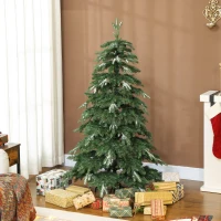 HOMCOM Árbol de Navidad Artificial 150 cm Ramas Realistas con Efecto Nieve Soporte de Acero Base Plegable Montaje Rápido(m-10)