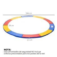 HOMCOM Cubierta de Protección Acolchada para Cama Elástica Borde de Seguridad para Trampolines con Diámetro Ø244 cm Multicolor(m-3)