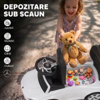 AIYAPLAY Mașinuță de Împins pentru Copii 3 în 1 cu Licență Mercedes-Benz, Mâner, Copertină, Claxon, Muzică, Alb(m-7)