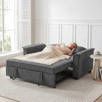 HOMCOM 3 in 1 Divano Letto 2 Posti con Schienale Regolabile in 3 Posizioni e 2 Cuscini, in Ciniglia, Grigio Scuro(m-9)