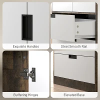 HOMCOM Modern Clothes Storage Cupboard Unit, 3 Drawer 2 Door Wardrobe with Hanging Rod, Rustic Brown(m-5)