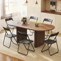 HOMCOM Juego de 6 Sillas Plegables de Plástico con Respaldo Curvo Diseño Ventilación Estructura de Acero 48,5x47x75 cm Negro(m-2)