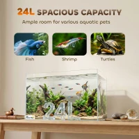 PawHut Fish Tank Bare Glass for DIY Glass Aquarium with Protective Base Mat 24L Transparent for Fish Shrimps(m-6)
