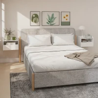 HOMCOM Juego de 2 Mesitas de Noche Flotantes con Estación de Carga Cajón Estante Abierto 40x29x29 cm Blanco(m-2)