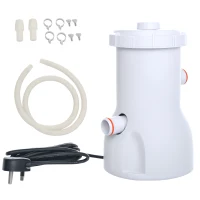 Outsunny Cartridge Filter Pump for 13'-15' Above Ground Pools, 800GPH (3028 LPH) Swimming Pool Filter Pump with Hose and Hose Clamps, White(m-1)