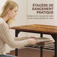HOMCOM Ensemble table salle à manger avec 2 chaises, table de cuisine avec chaises pour 2 personnes, cadre en métal, marron(m-6)