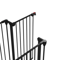 PawHut Valla para Mascotas de Acero Plegable con 3 Paneles Doble Cerradura y Función de Bloqueo Auxiliar 206x90 cm Negro(m-17)