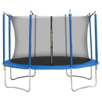HOMCOM Tappeto Elastico per Bambini e Adulti con Rete e Bordo Imbottito, Trampolino da Giardino, Φ366x275cm, Blu e Nero(m-11)