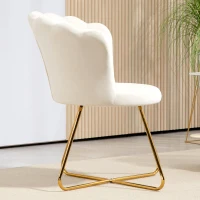 HOMCOM Fauteuil coquillage chaise coiffeuse fauteuil en velours fauteuil de salon avec pieds en acier 69 x 64 x 80 cm crème(m-8)