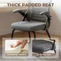 HOMCOM Office Chair, Ergonomic Desk Chair No Wheels with Mesh Backrest and Steel Legs for Home Conference Room, Dark Grey(m-6)