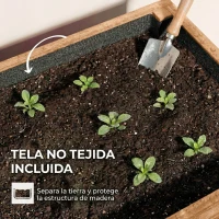 Outsunny Jardinera de Madera de 4 Niveles Jardinera Elevada Exterior con Orificios de Drenaje Tela no Tejida Marrón(m-7)
