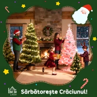 HOMCOM Brad de Crăciun Mic, Înălțime 60 cm cu 35 Luminite LED Albe, 68 Crengi Dese și Ignifuge, Verde(m-9)