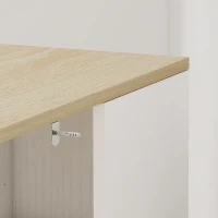 HOMCOM Secretária Irregular Mesa de Computador 100x59 cm com 6 Compartimentos 4 Prateleiras Ajustáveis e Estrutura em Aço Carvalho(m-9)