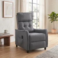 HOMCOM Sillón de Masaje Reclinable con Reposapiés 2 Zonas de Masaje Asiento de Muelles Bolsillos Tapizado en Lino Gris(m-8)