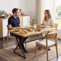 HOMCOM Mesa de Comedor para 2 Personas, Mesa de Cocina, Estilo Moderno con Tablero Grueso, 110 x 67 x 75,5 cm, Negro y Roble(m-4)