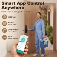 HOMCOM Smart Door Lock, 5-in-1 (Fingerprint/Passcode/Bluetooth APP/NFC Card/Key), Built-in Doorbell, Keyless Electronic Lock(m-5)