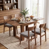 HOMCOM Folding Dining Table Under-Table Storage Extendable Kitchen Table Steel Rail Grey Wood Effect(m-2)