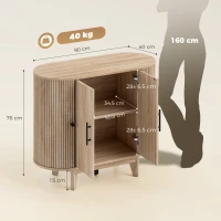 HOMCOM Buffet salon, meuble de rangement ovale avec 4 portes et étagère réglable, 90 x 40 x 76 cm, chêne(m-3)