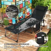 Outsunny Five-Position Reclining Sun Lounger - Black(m-6)