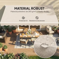 Outsunny Prelată de Schimb pentru Copertină Retractabilă, din Poliester UV 50+, 3,5x2,5 m, Crem(m-5)