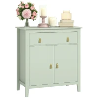 HOMCOM Buffet salon, meuble de rangement avec tiroir, double porte, étagère réglable, 80 x 40 x 90 cm, vert clair(m-12)