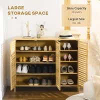 HOMCOM Rustic Shoe Cabinet, 3 Door Shoe Storage Cabinet with 8 Shelves, Natural Wood Finish(m-4)