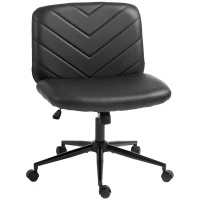 HOMCOM Home Office Desk Chair Height Adjustable Swivel Chair Cross Legged Wide Seat Swivel Wheels Black(m-1)