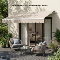 Outsunny Toile de Rechange Store Banne avec Lambrequin, Déperlante, Toile de Remplacement pour Store 3,5 x 2,5 m Crème(m-2)