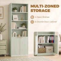HOMCOM Bookcase Adjustable Shelf Bookshelf Anti-Tip Hardware 6-Tier, Light Green(m-4)