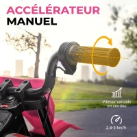 AIYAPLAY Moto électrique pour enfant moto cross pour enfants de 3 à 6 ans 2 moteurs 12V vitesse 5 km/h 109,5x60x72,5cm rose(m-4)