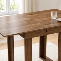 HOMCOM Folding Dining Table Under-Table Storage Extendable Kitchen Table Steel Rail Grey Wood Effect(m-10)