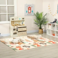 AIYAPLAY Tappeto per Bambini 0-6 Anni a Tema Foresta con Superficie Impermeabile in XPE Multicolore, 196x176x1.5 cm(m-10)