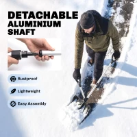 Outsunny Heavy-Duty Snow Shovel with Assist Handle, Portable Snow Pusher with 45cm Wide Blade, Detachable Aluminium Handle(m-7)