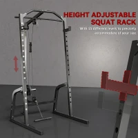 SPORTNOW Power Cage Power Rack with 15-Level Squat Rack, Cable Pulley System, Lat Pulldown & Pull Up Bar(m-6)