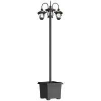 Outsunny Lampione da Giardino Solare 1.85 m in Acciaio Inox con Altezza Regolabile, IP44 Impermeabile(m-1)