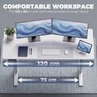 HOMCOM Standing Desk Memory Control Height Adjustable Desk 2 Cable Holes LED Display Sit Stand Desk White(m-6)