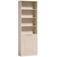 HOMCOM Bookcase Adjustable Shelf Bookshelf Anti-Tip Hardware 6-Tier, Oak Wood Effect(m-1)
