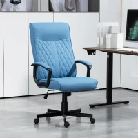 Vinsetto Silla de Escritorio Basculante Tapizado en PU con Respaldo Alto y Altura Ajustable Carga 120 kg 65x72x102-112,5 cm Azul(m-2)