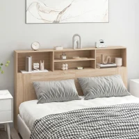 HOMCOM Tête de lit sur pied avec rangements, accessoire de lit 4 compartiments ouverts, 160 x 20,2 x 108,2 cm, bois naturel(m-11)