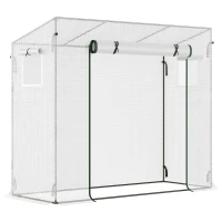 Outsunny Serra da Giardino con Porta Avvolgibile e Bordi Estesi, in Acciaio e PE, 200x76x168 cm, Bianco(m-1)