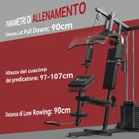 HOMCOM Stazione Fitness con Seduta e Schienale Imbottiti, in Acciaio e PU, 135x103x210 cm, Nero(m-7)