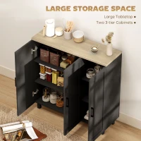 HOMCOM Sideboard Buffet Cabinet, Kitchen Storage Cabinet with 3 Doors and Adjustable Shelves for Living Room, Kitchen, Black(m-4)