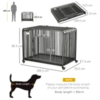 PawHut Foldable Heavy Duty Dog Crate on Wheels, with Removable Tray, for Medium and Large Dogs(m-3)
