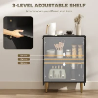 HOMCOM Sideboard Buffet Cabinet, Modern Kitchen Storage Cabinet with Adjustable Shelves and Metal Legs, Black(m-5)