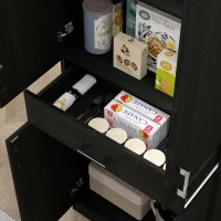 HOMCOM Buffet haut armoire de cuisine 4 portes 2 placards et 1 tiroir central hauteur 180 cm avec 2 étagères réglables noir(m-8)